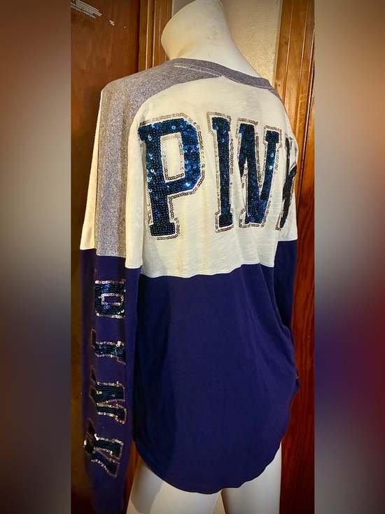 PINK Victoria's Secret Tops - Victoria’s Secret Pink Bling Long Sleeve Oversized T-Shirt - Size S